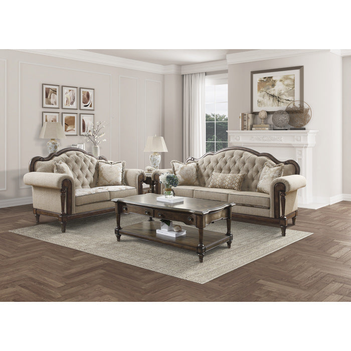 Heath Court Brown Oak Loveseat - Ornate Home