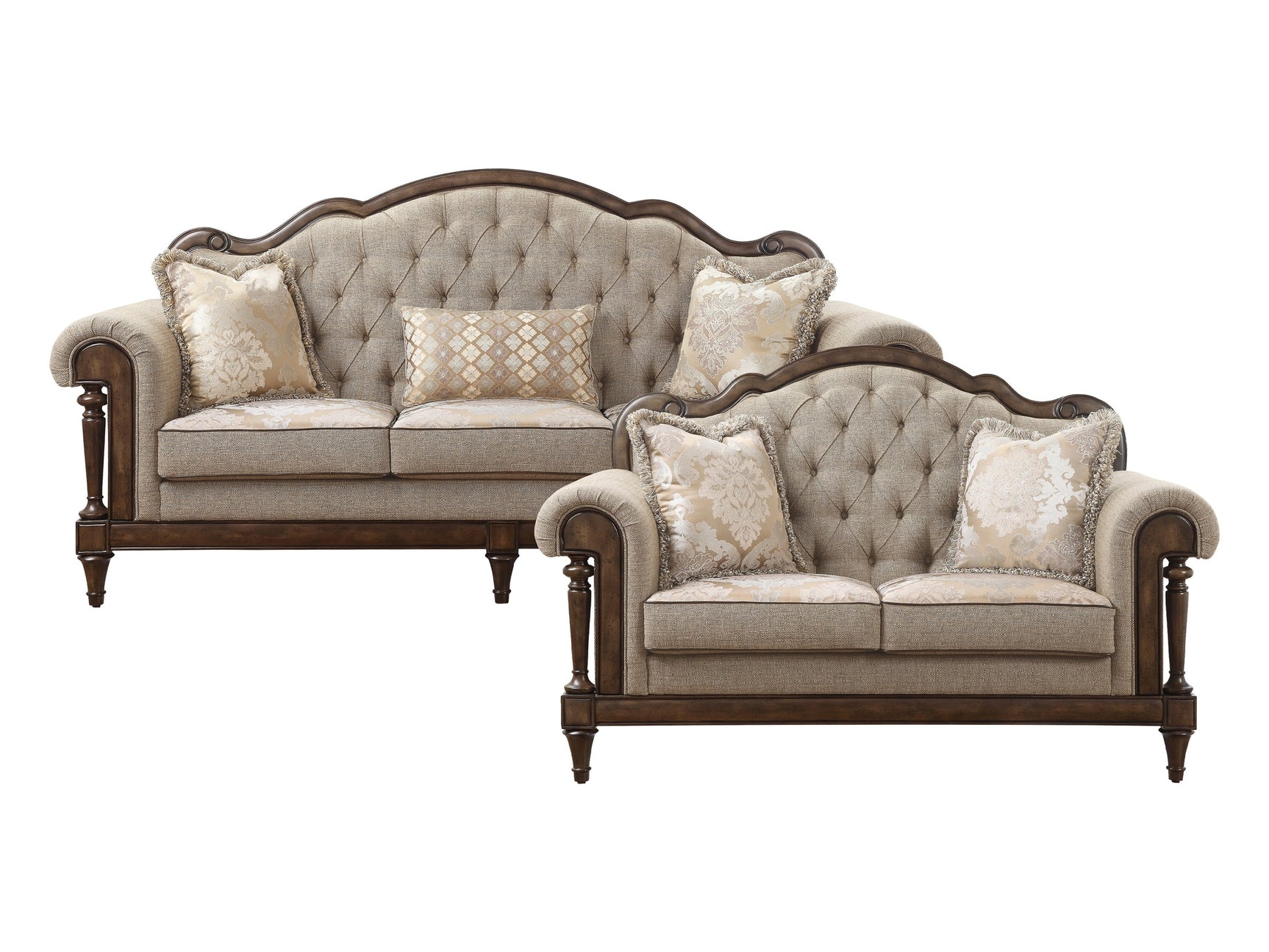 Heath Court Brown / White Sofa & Loveseat - Ornate Home