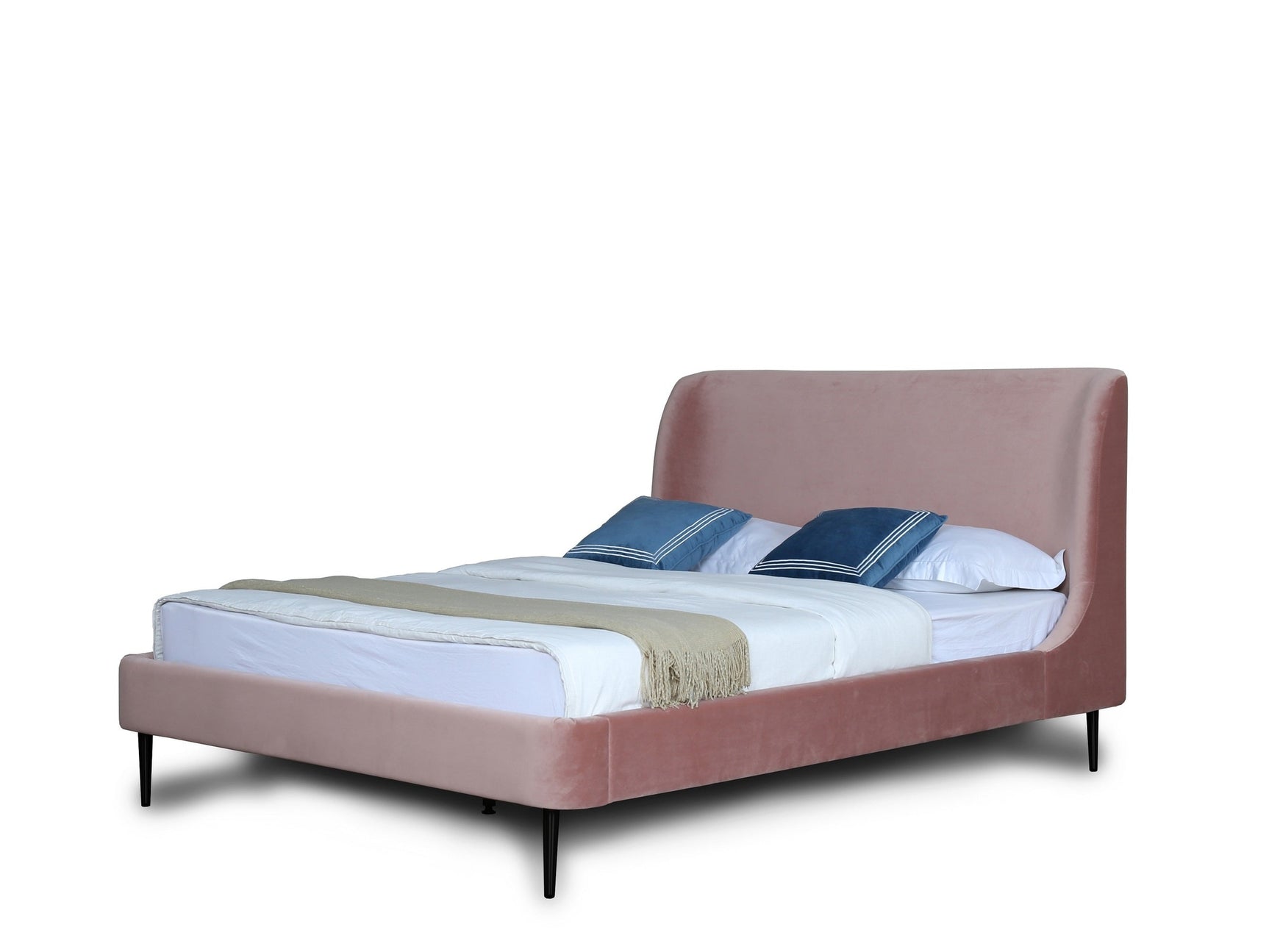 Heather Full-Size Bed in Blush and Black Legs - Ornate Home