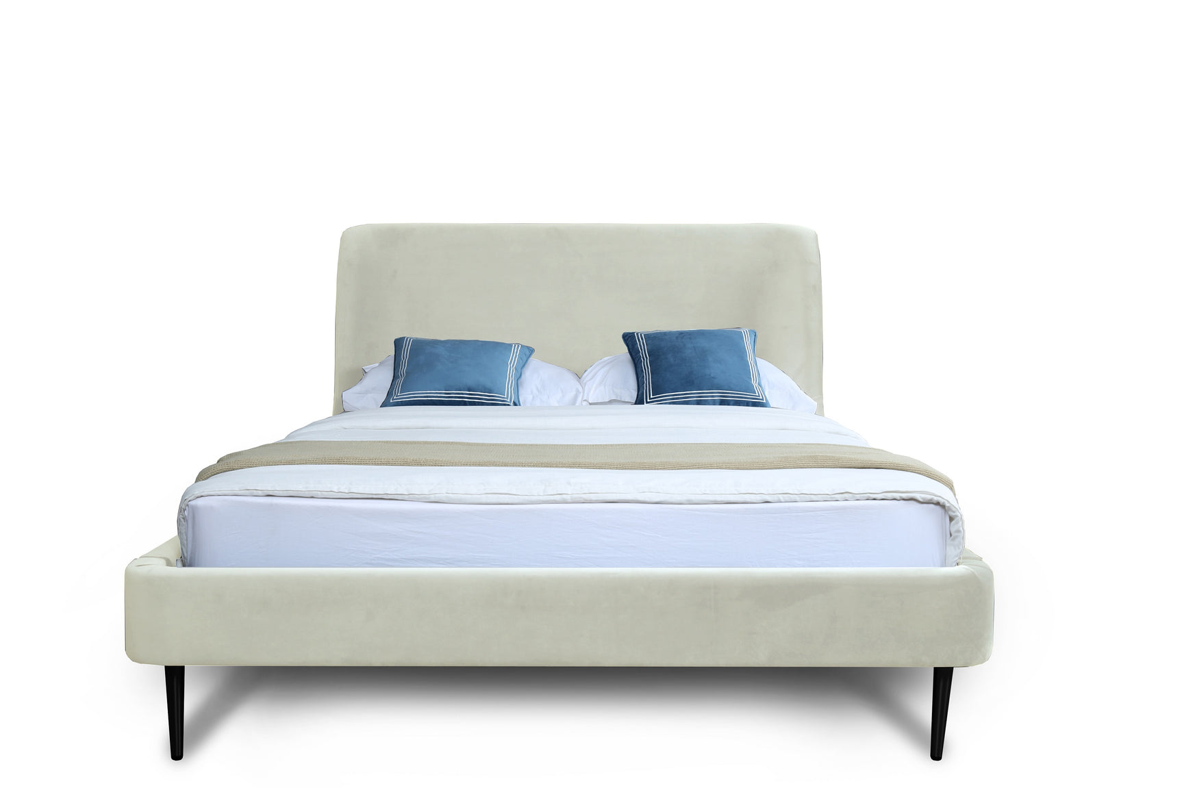 Heather Full-Size Bed in Cream and Black Legs - Ornate Home