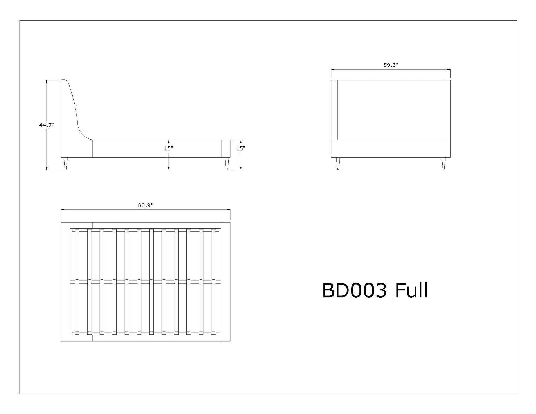 Heather Full-Size Bed in Grey and Black Legs - Ornate Home