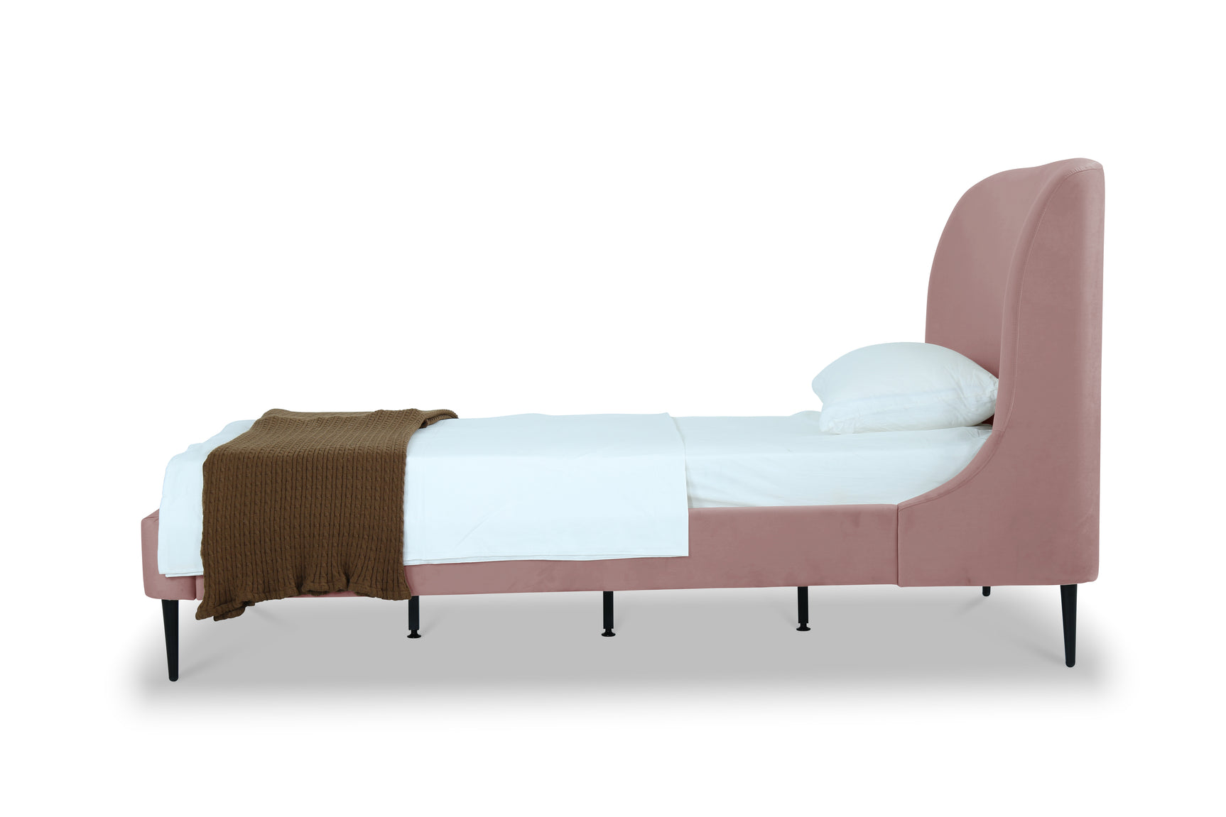 Heather Twin Bed in Blush with Black Legs - Ornate Home