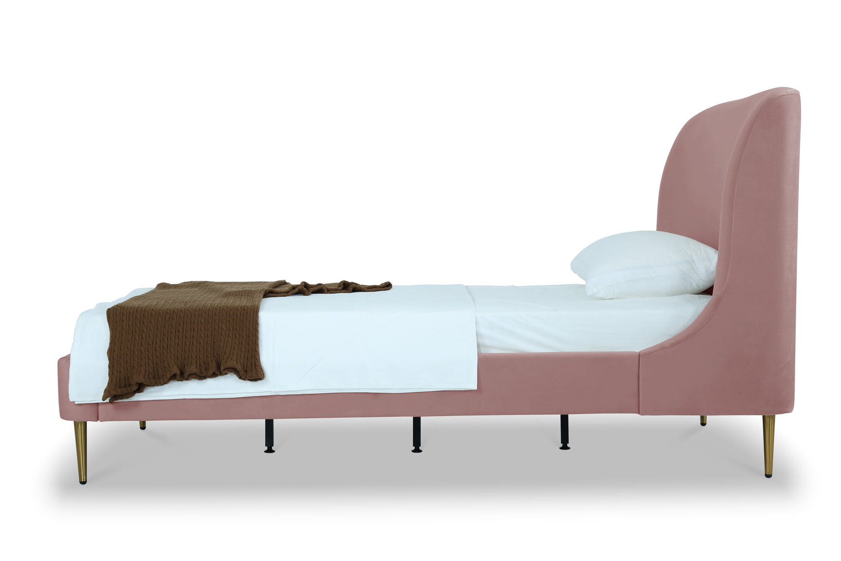 Heather Twin Bed in Blush with Gold Legs - Ornate Home