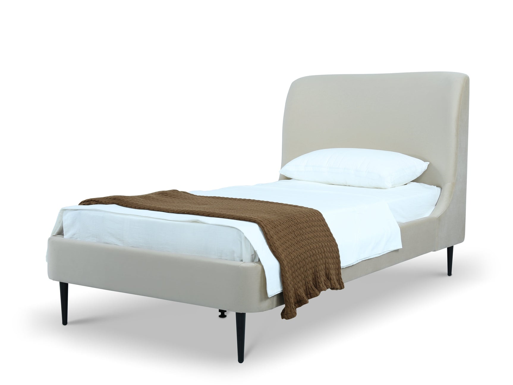 Heather Twin Bed in Cream with Black Legs - Ornate Home