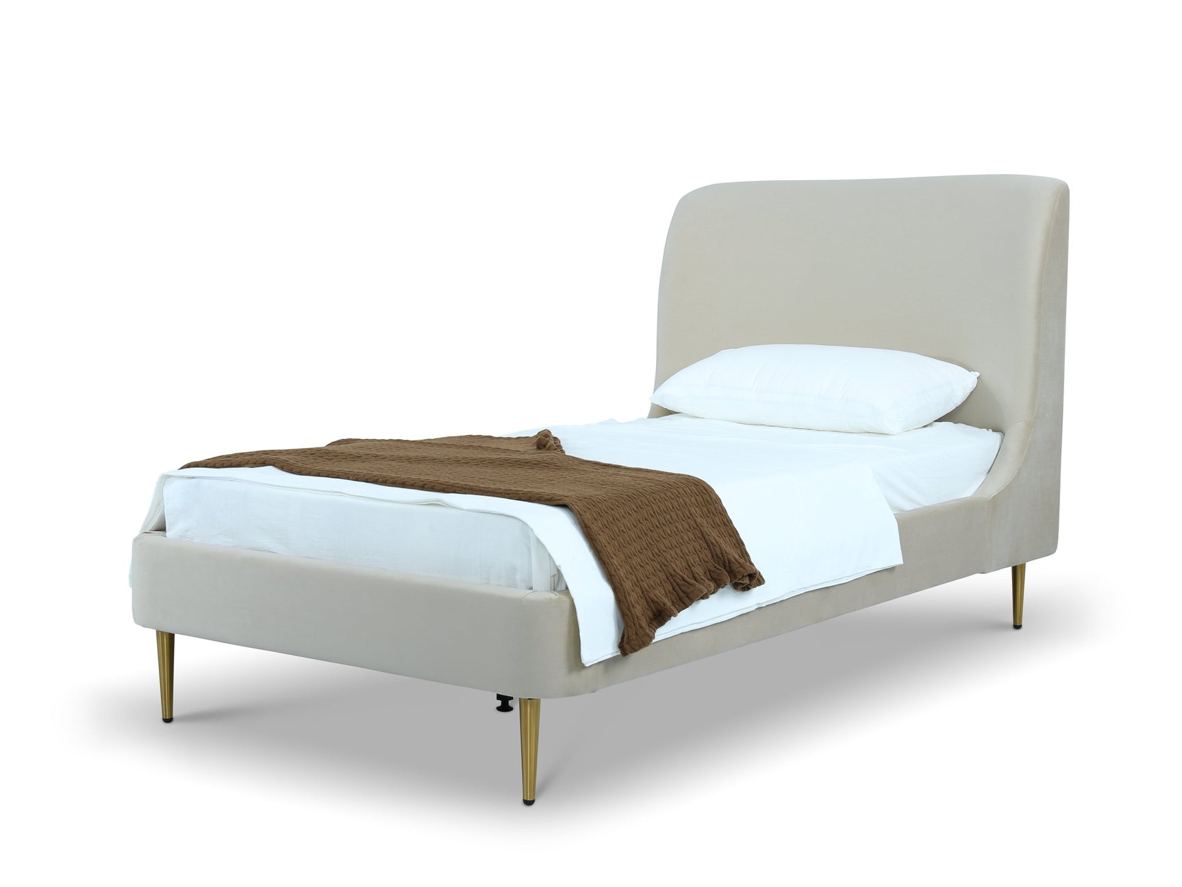 Heather Twin Bed in Cream with Gold Legs - Ornate Home