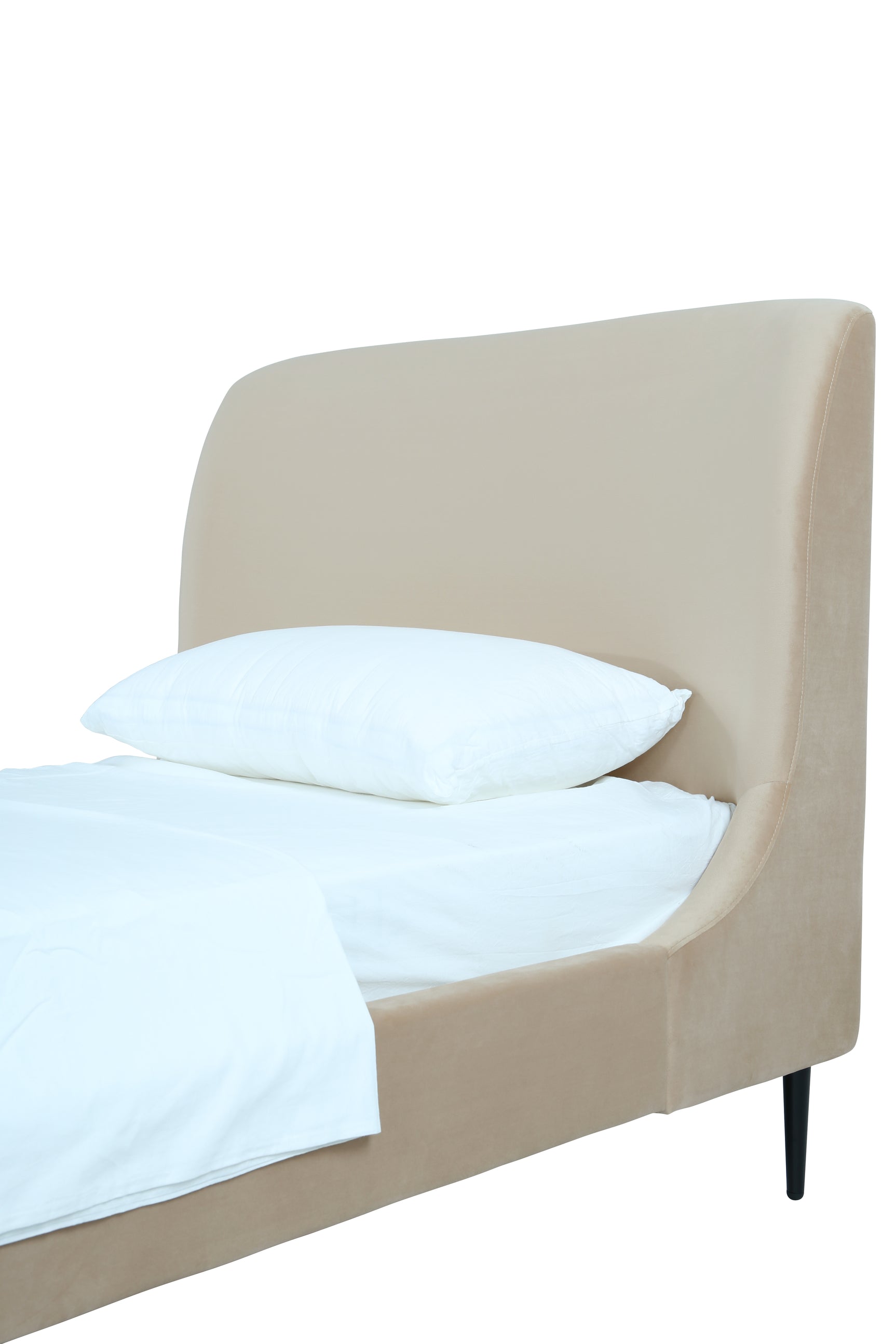 Heather Twin Bed in Taupe with Black Legs - Ornate Home