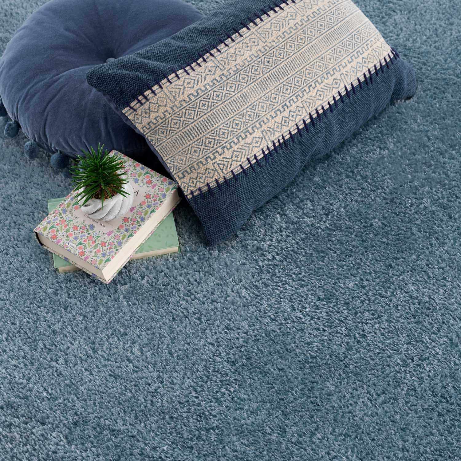 Heavenly Solid Blue Plush Rug - Clearance - Ornate Home