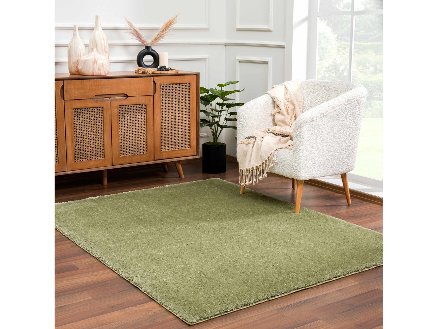 Heavenly Solid Green Plush Rug - Clearance - Ornate Home