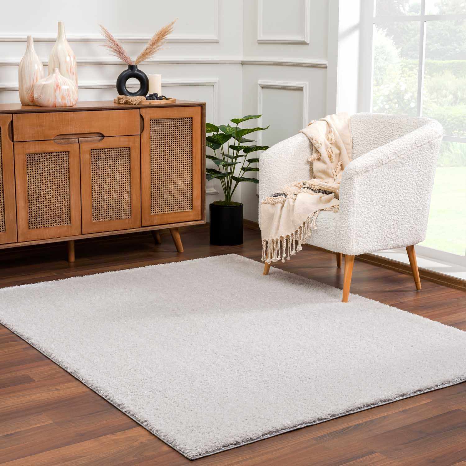 Heavenly Solid Light Gray Plush Rug - Clearance - Ornate Home