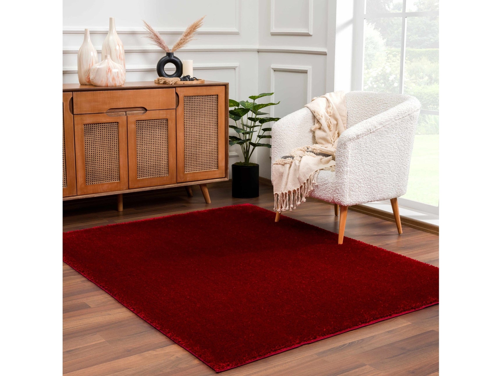 Heavenly Solid Red Plush Rug - Clearance - Ornate Home