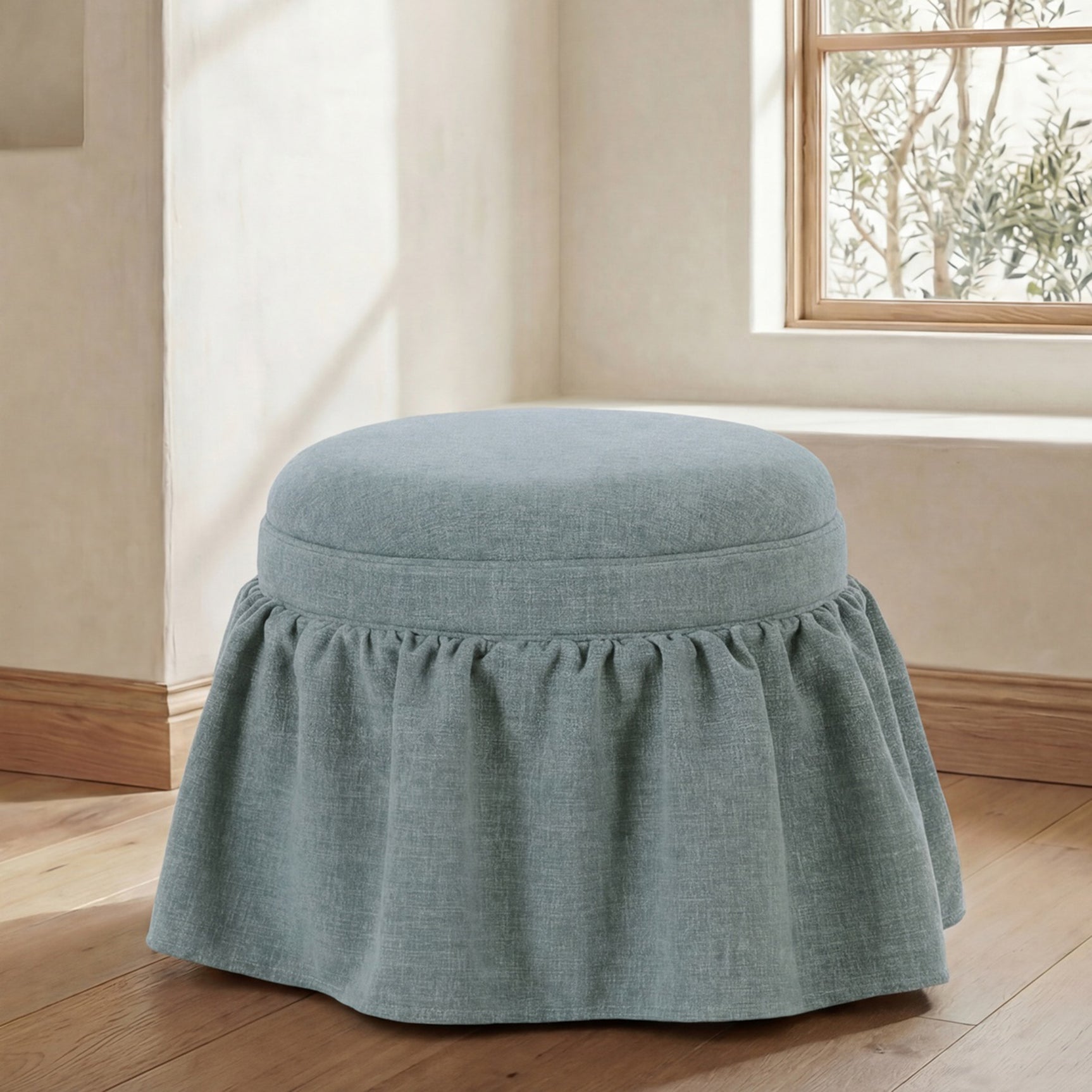 Heidi Light Blue Storage Ottoman - Ornate Home
