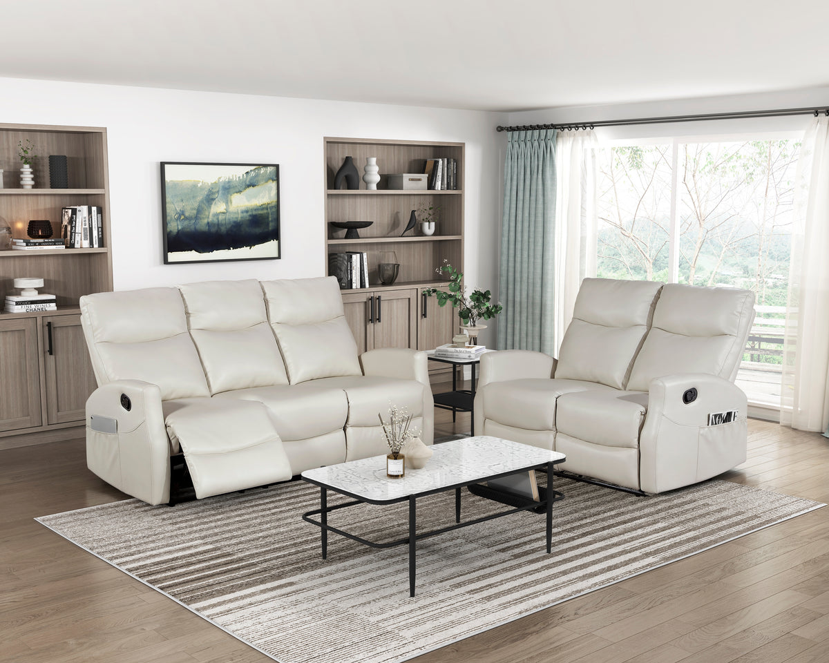 Heisley White Double Reclining Loveseat - Ornate Home