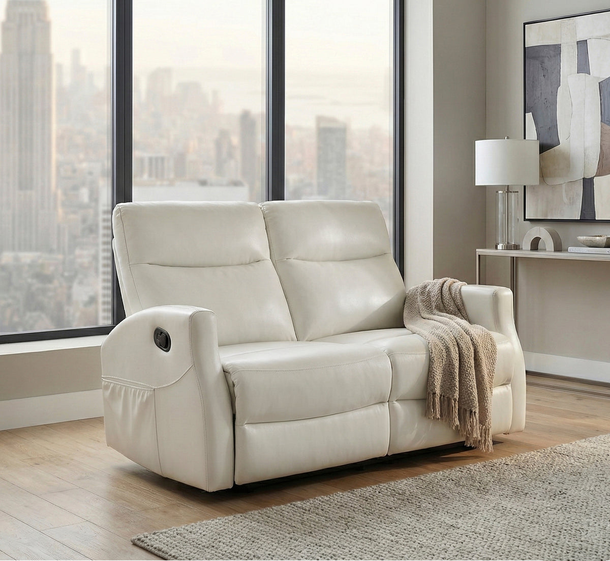 Heisley White Double Reclining Loveseat - Ornate Home