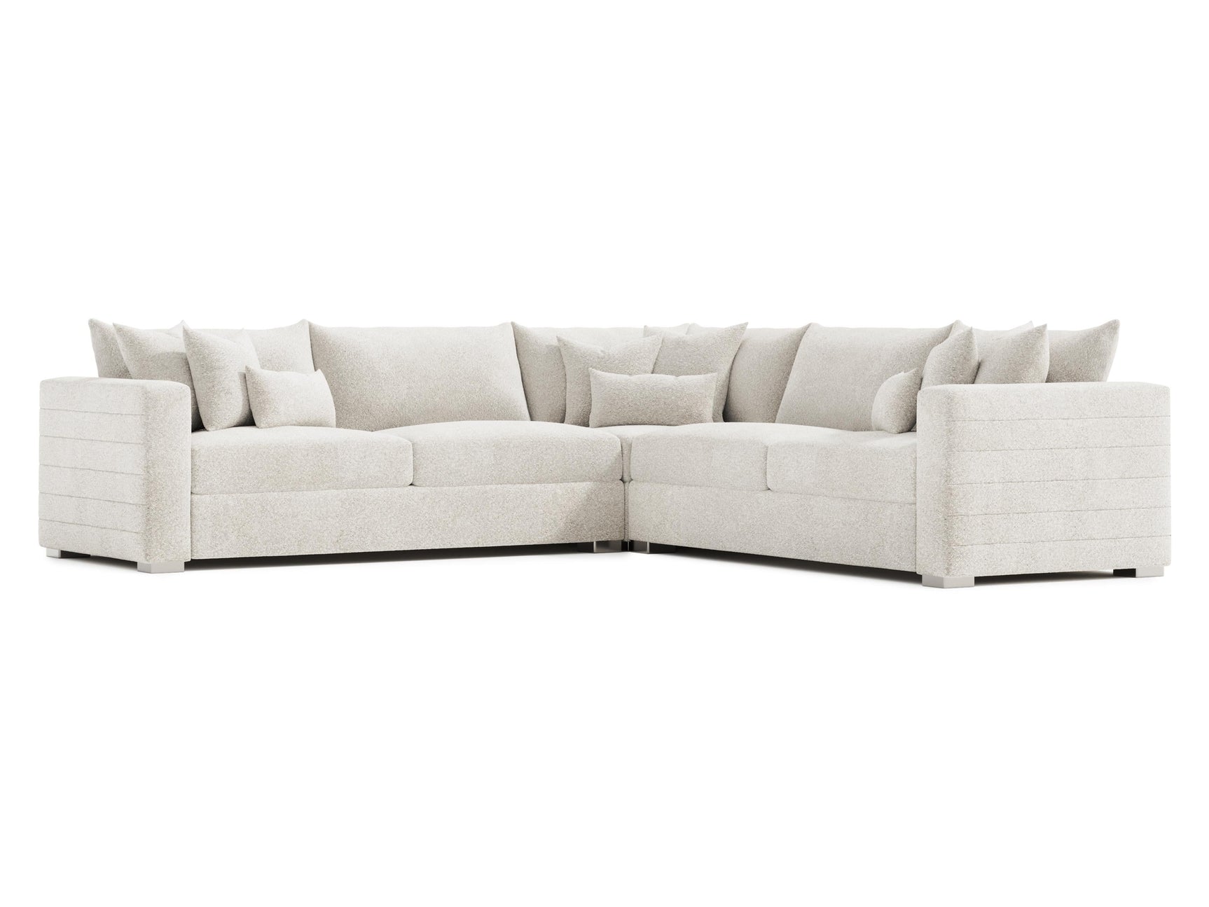Helena White/Cream 3-Piece Fabric Sectional Metal Foot - Ornate Home