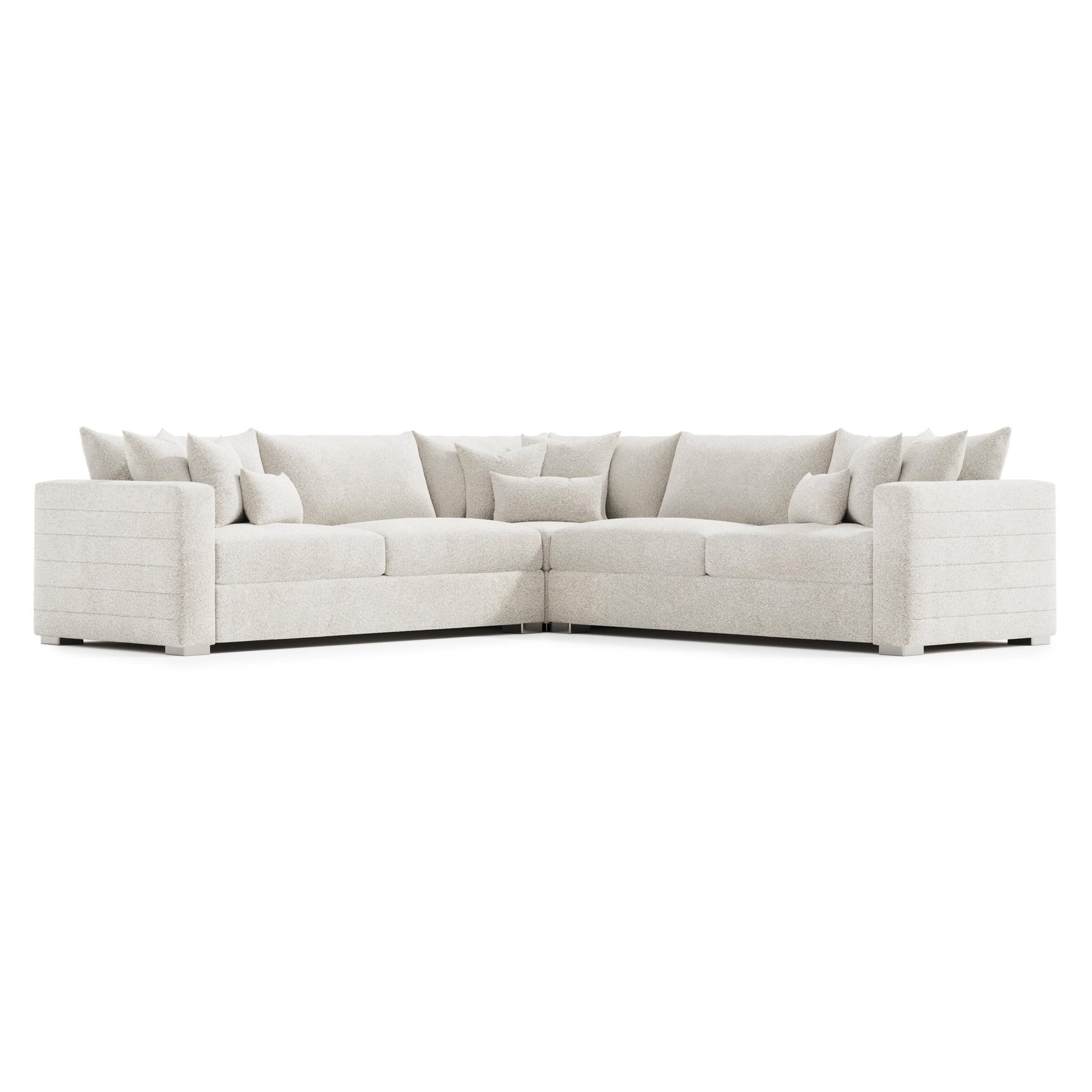 Helena White/Cream 3-Piece Fabric Sectional Metal Foot - Ornate Home