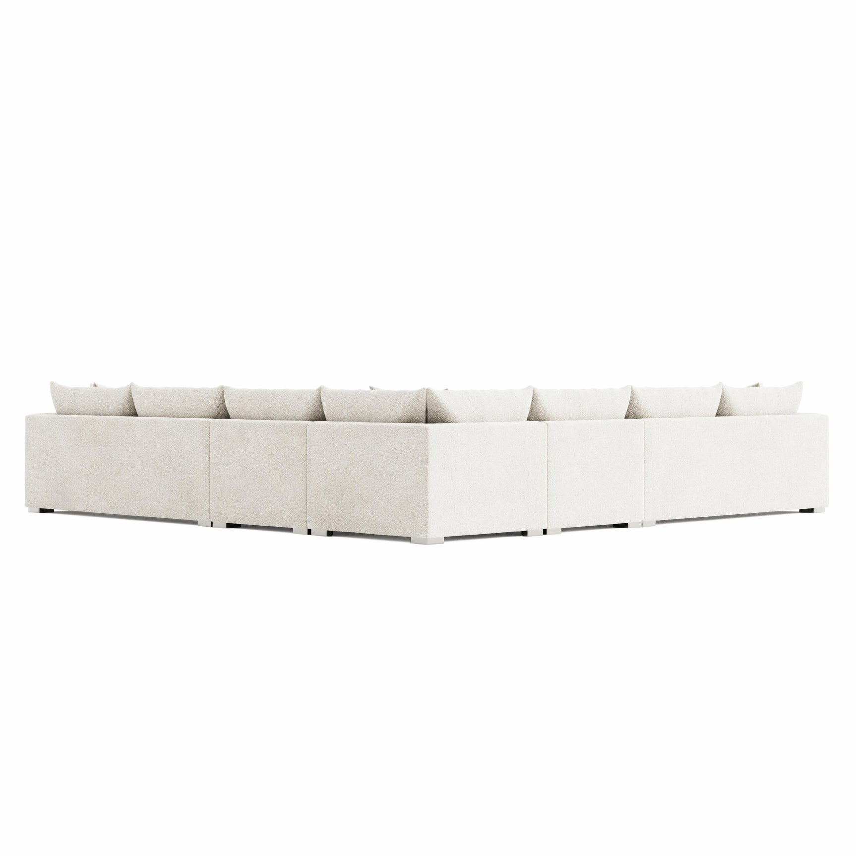 Helena White/Cream 5-Piece Fabric Sectional Metal Foot - Ornate Home