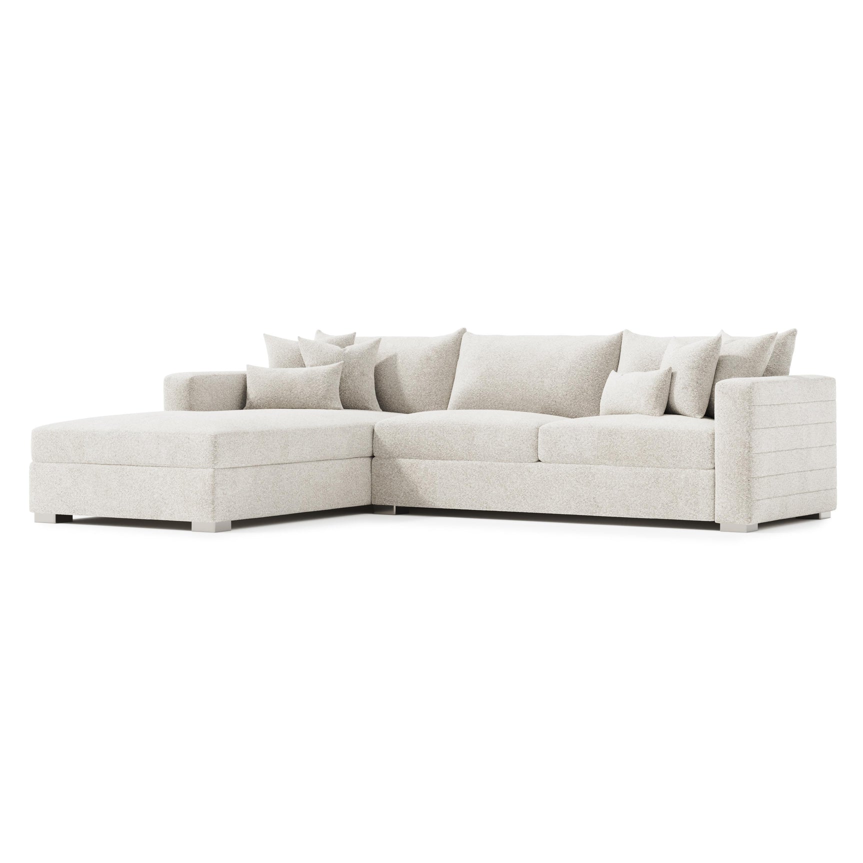 Helena White/Cream Fabric Left-Arm Chaise Sectional Metal Foot - Ornate Home
