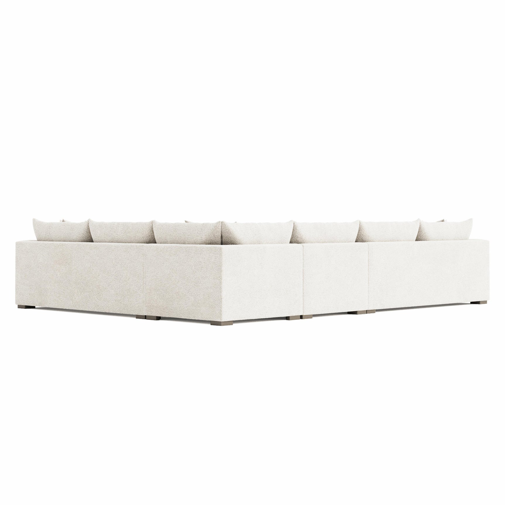 Helena White/Cream Fabric Sectional Wood Foot (L-Shape) - Ornate Home