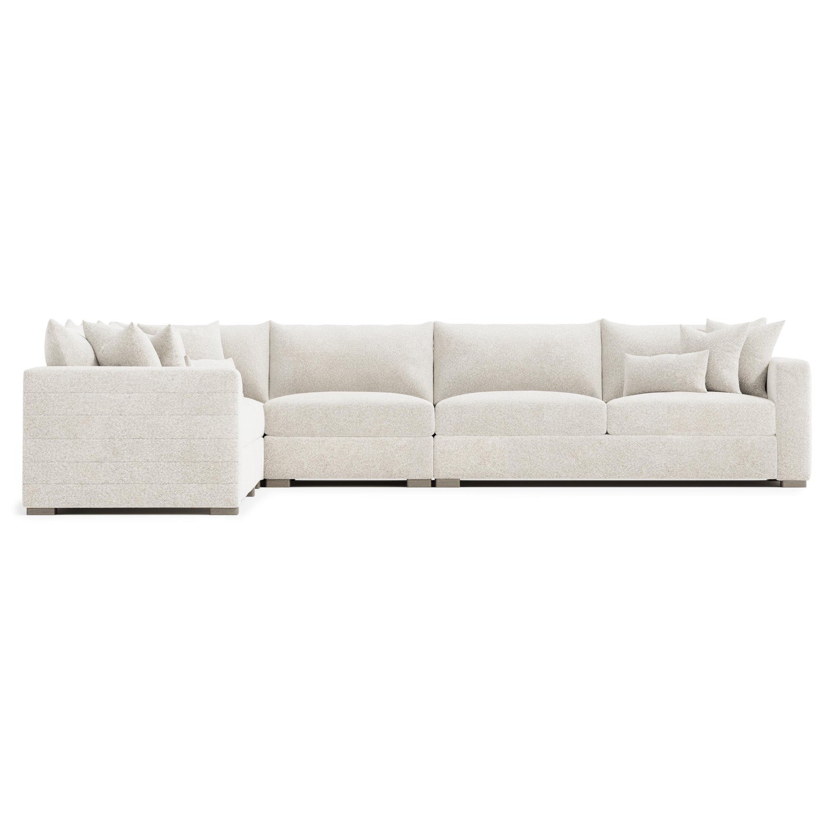 Helena White/Cream Fabric Sectional Wood Foot (LAF Corner) - Ornate Home