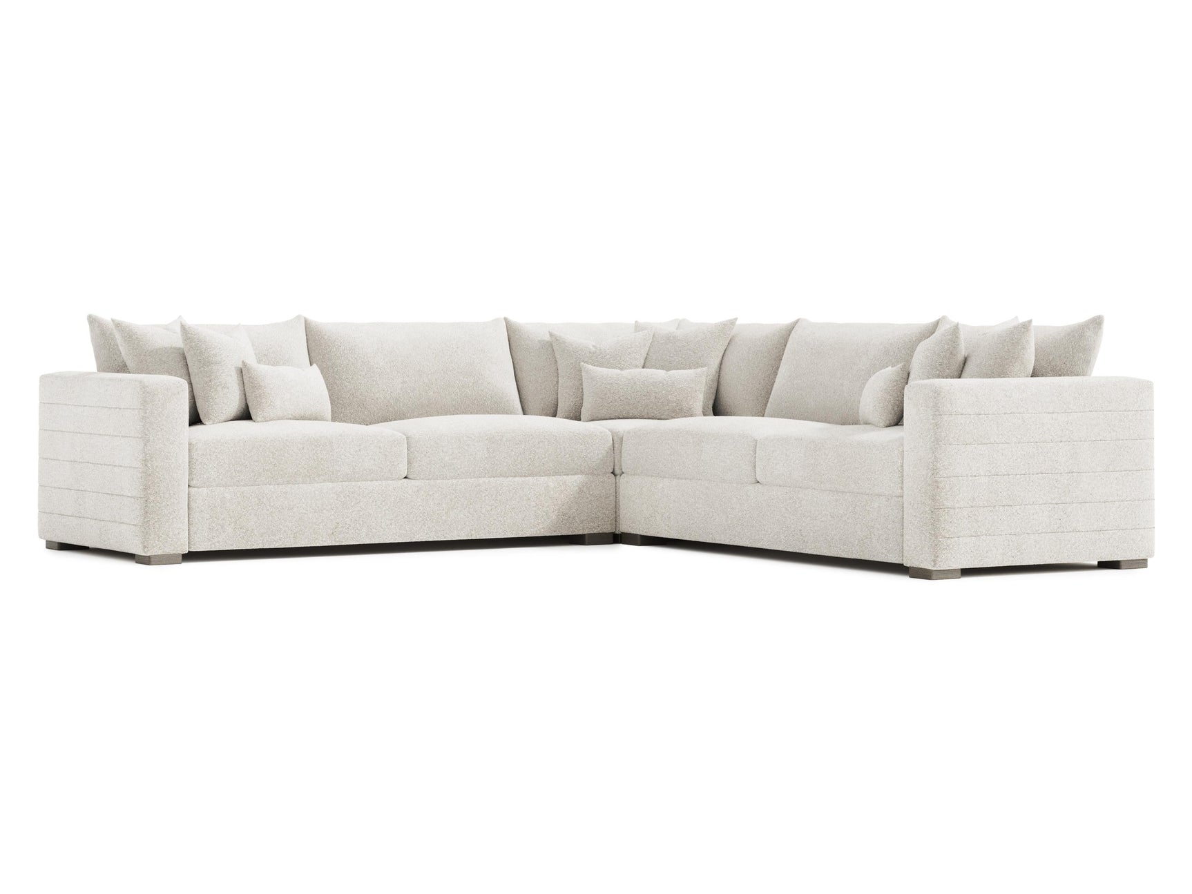 Helena White/Cream Fabric Sectional Wood Foot (Wide Modular Layout) - Ornate Home