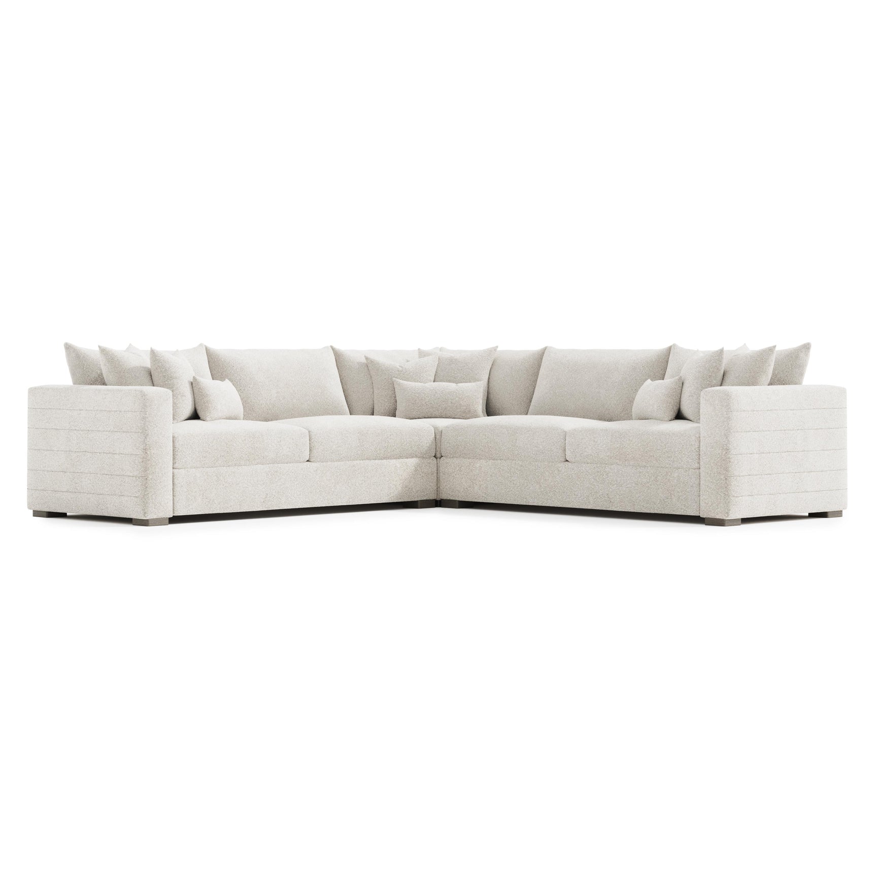 Helena White/Cream Fabric Sectional Wood Foot (Wide Modular Layout) - Ornate Home