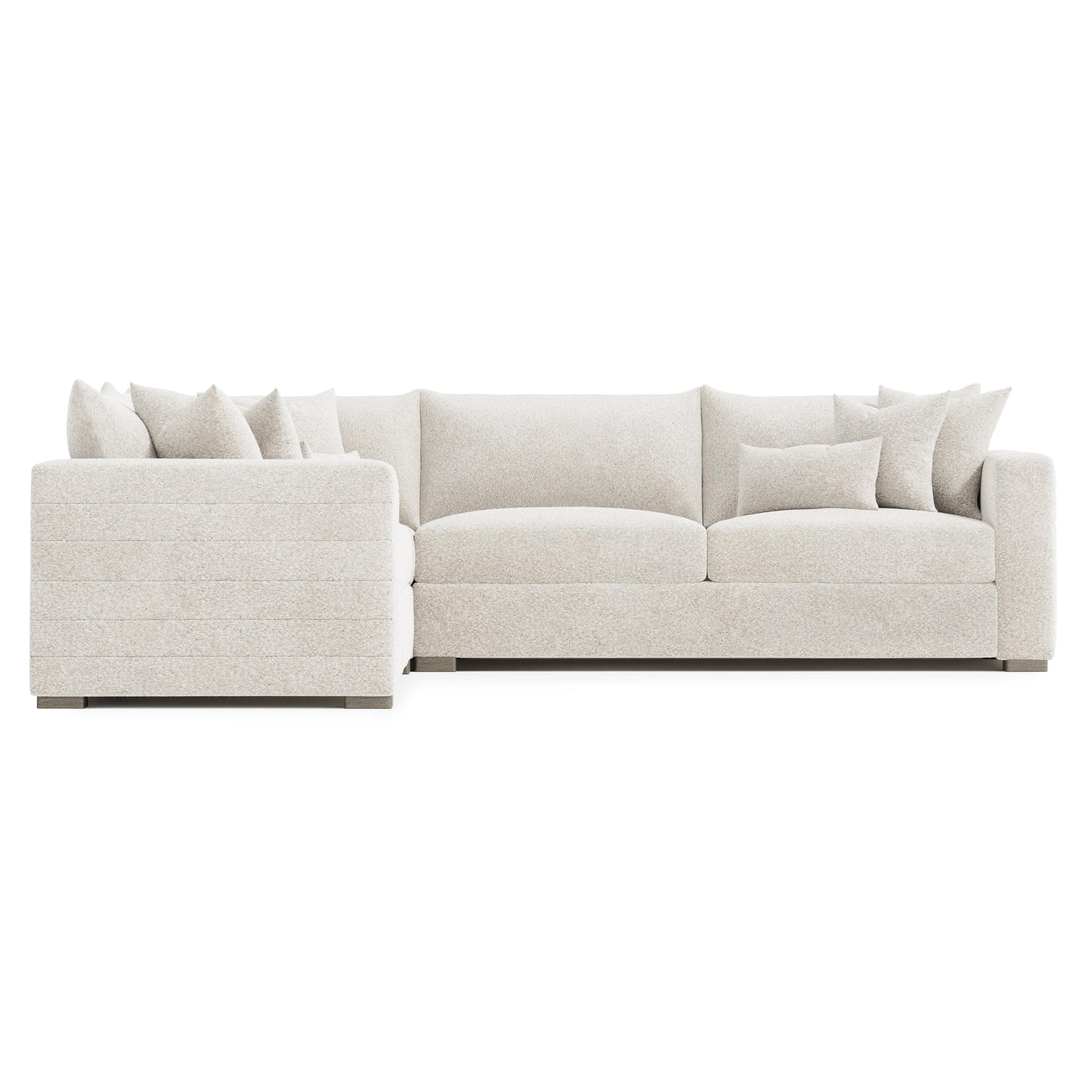 Helena White/Cream Fabric Sectional Wood Foot (Wide Modular Layout) - Ornate Home
