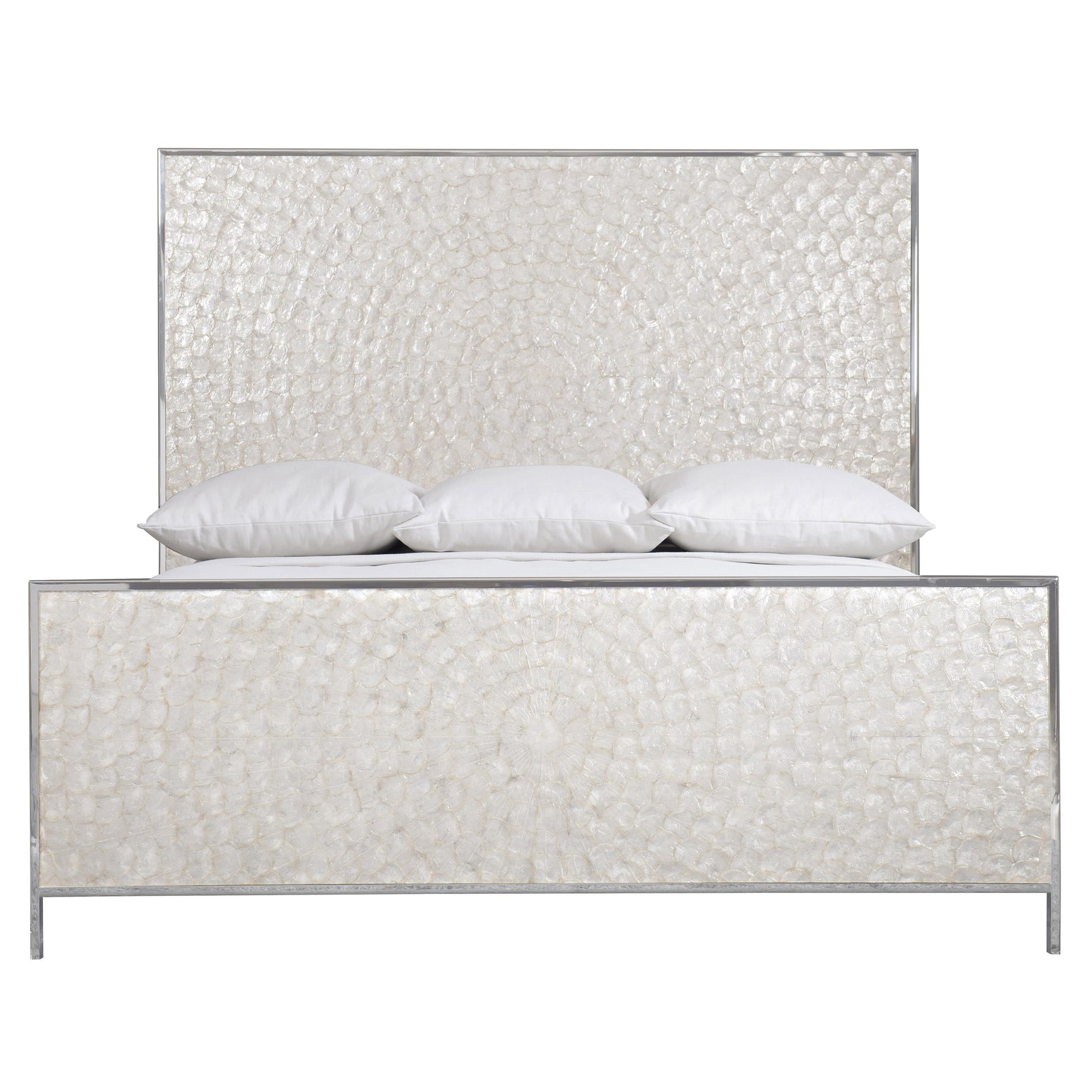 Helios Pure White/Capiz Shell Panel King Bed - Ornate Home