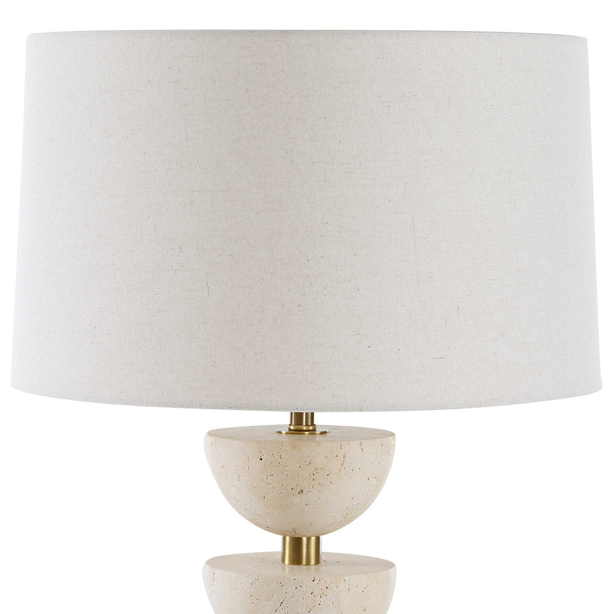 Hemisphere Brass/Brown/White Travertine Table Lamp - Ornate Home