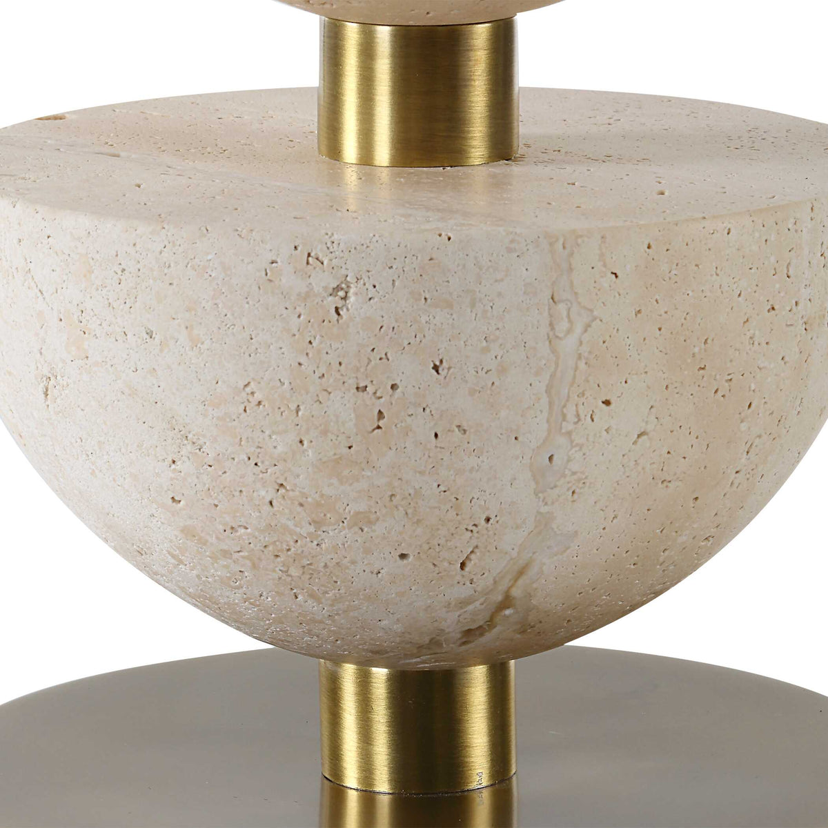 Hemisphere Brass/Brown/White Travertine Table Lamp - Ornate Home