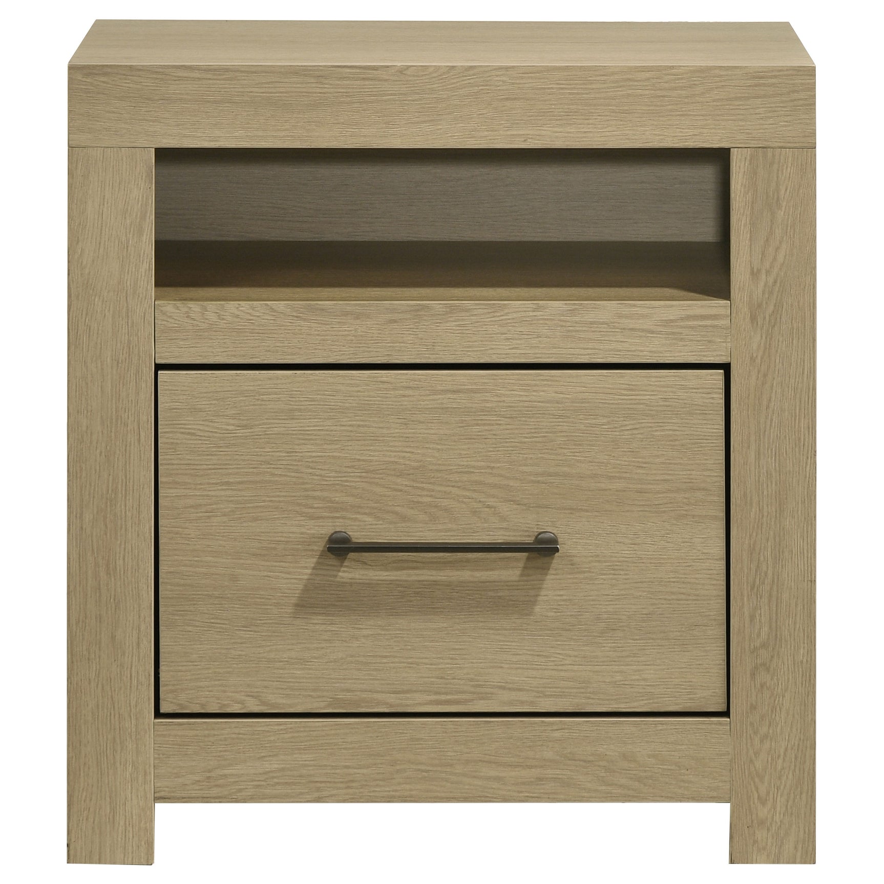 Hendricks Light Oak 1-drawer Nightstand Bedside Table with Cubby - Ornate Home