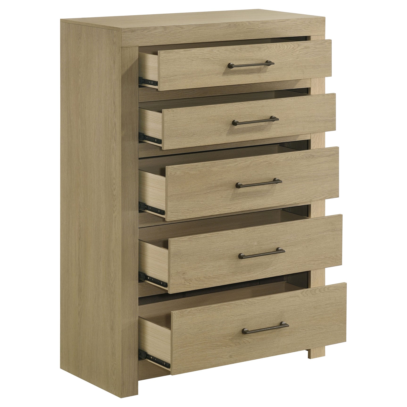 Hendricks Light Oak 5-drawer Bedroom Chest of Drawers - Ornate Home