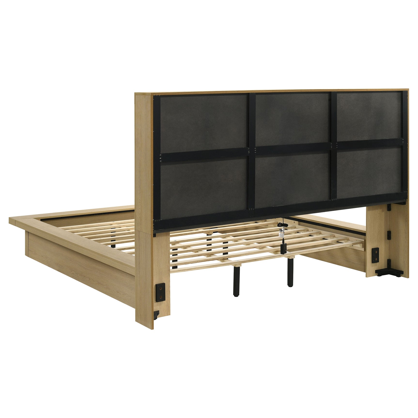 Hendricks Light Oak California King Bookcase Headboard Platform Bed - Ornate Home