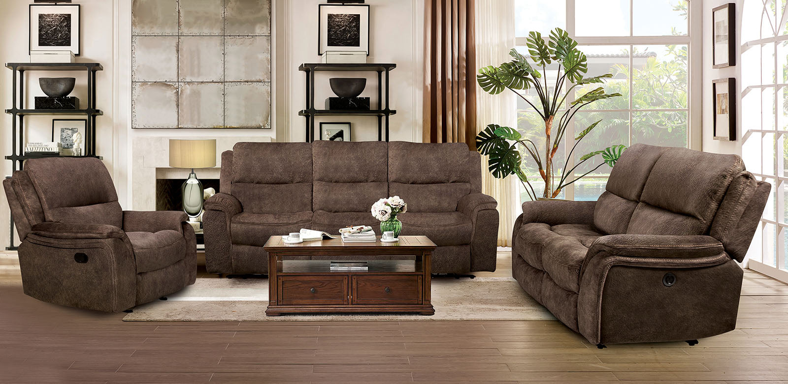 Henricus Dark Brown Sofa & Loveseat - Ornate Home