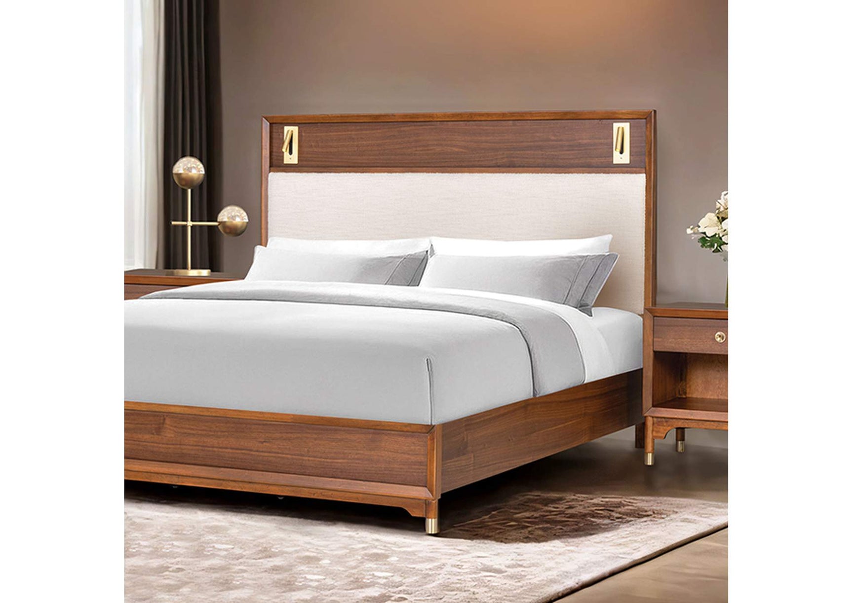Hepburne Queen Walnut Bed - Ornate Home