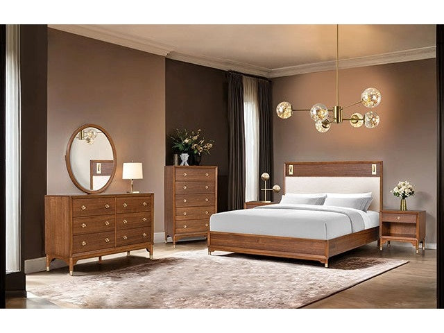 Hepburne Walnut Queen 5-Piece Bedroom Set w/2 NS - Ornate Home