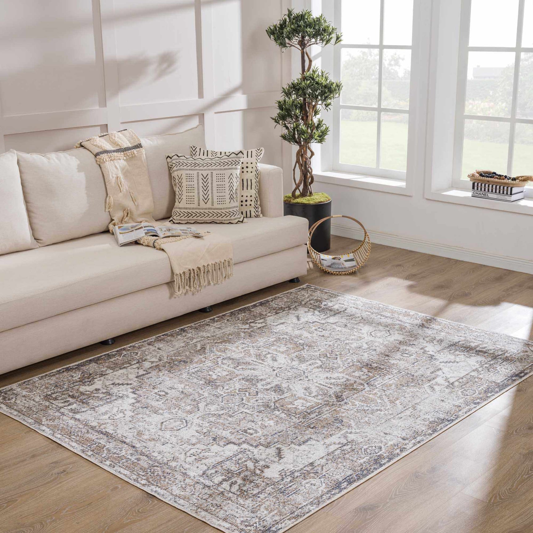 Hera Brown&Cream Washable Area Rug - Ornate Home