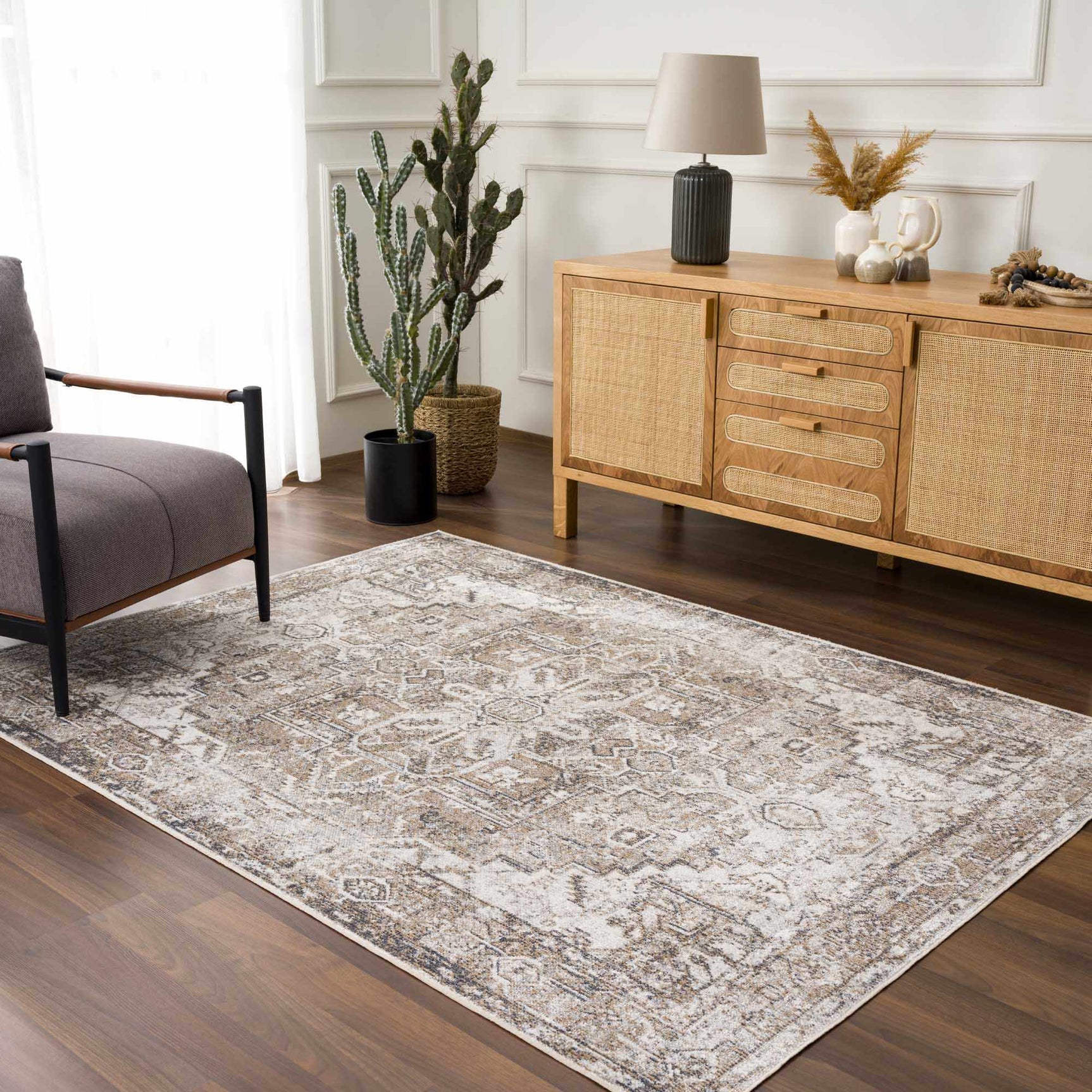 Hera Brown&Cream Washable Area Rug - Ornate Home