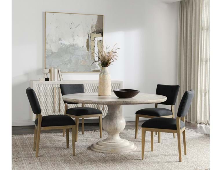 Hera Whitewashed Round Dining Table - Ornate Home