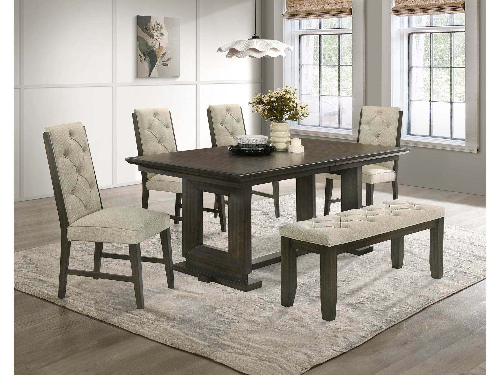Herbert Espresso/Beige Dining Set - Ornate Home
