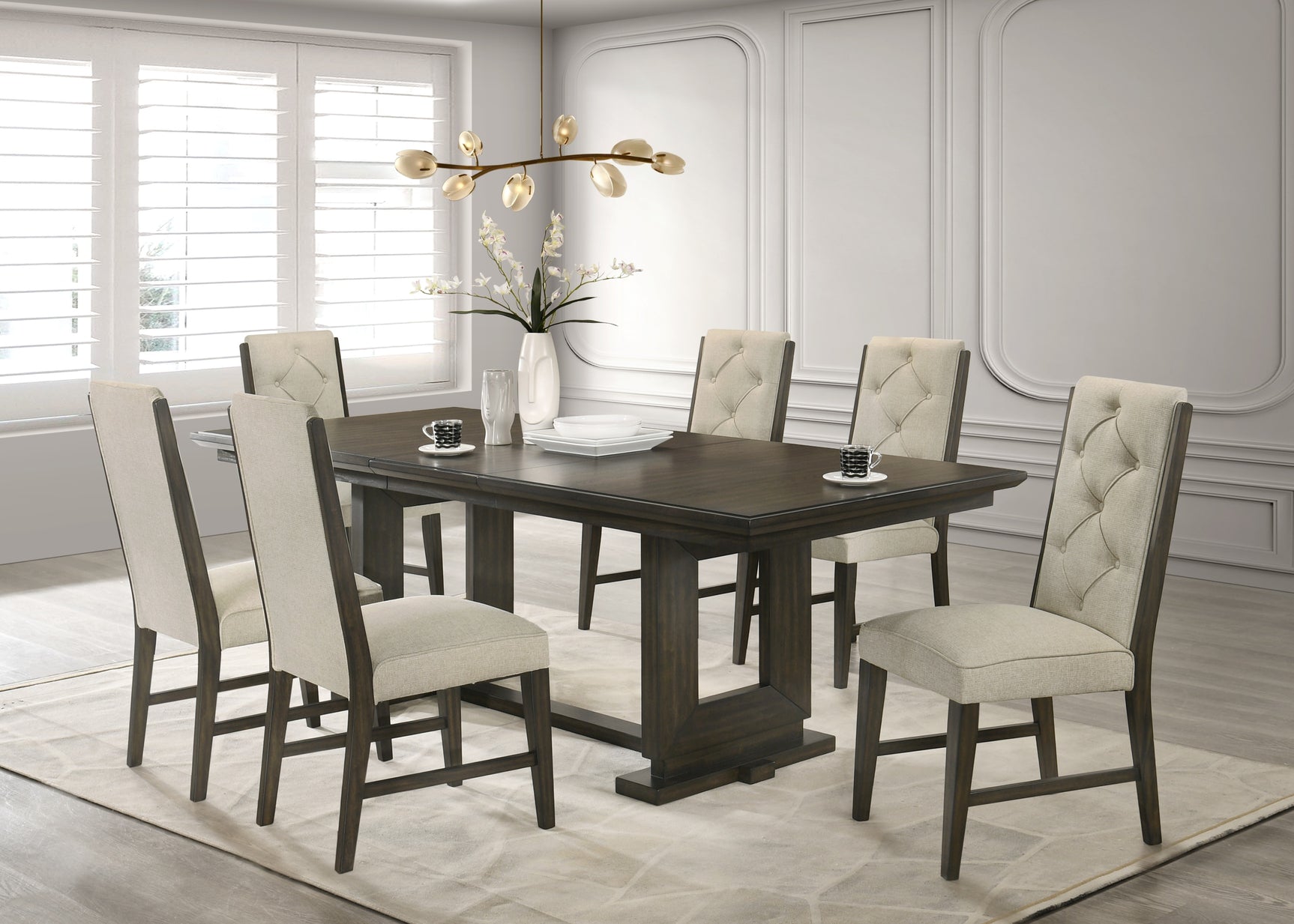 Herbert Espresso/Beige Dining Set - Ornate Home