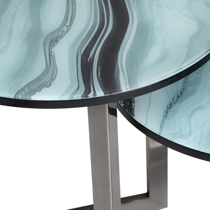 Hereford Green/Silver 2-Piece Nesting Tables - Ornate Home