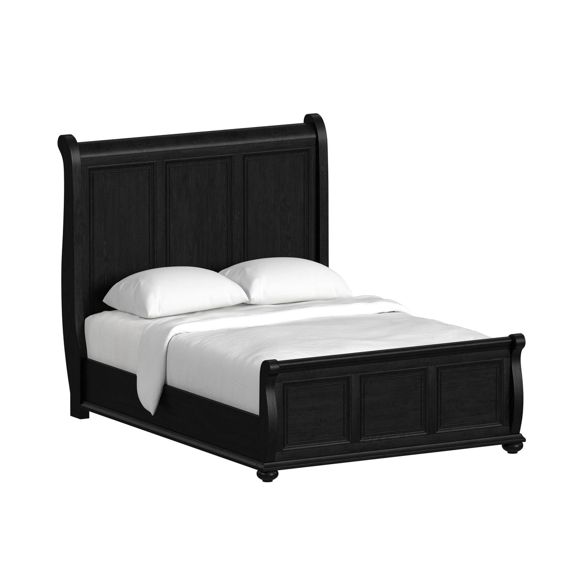 Heritage Black 3-Piece Queen Sleigh Bedroom Set with 2 Nightstands - Ornate Home