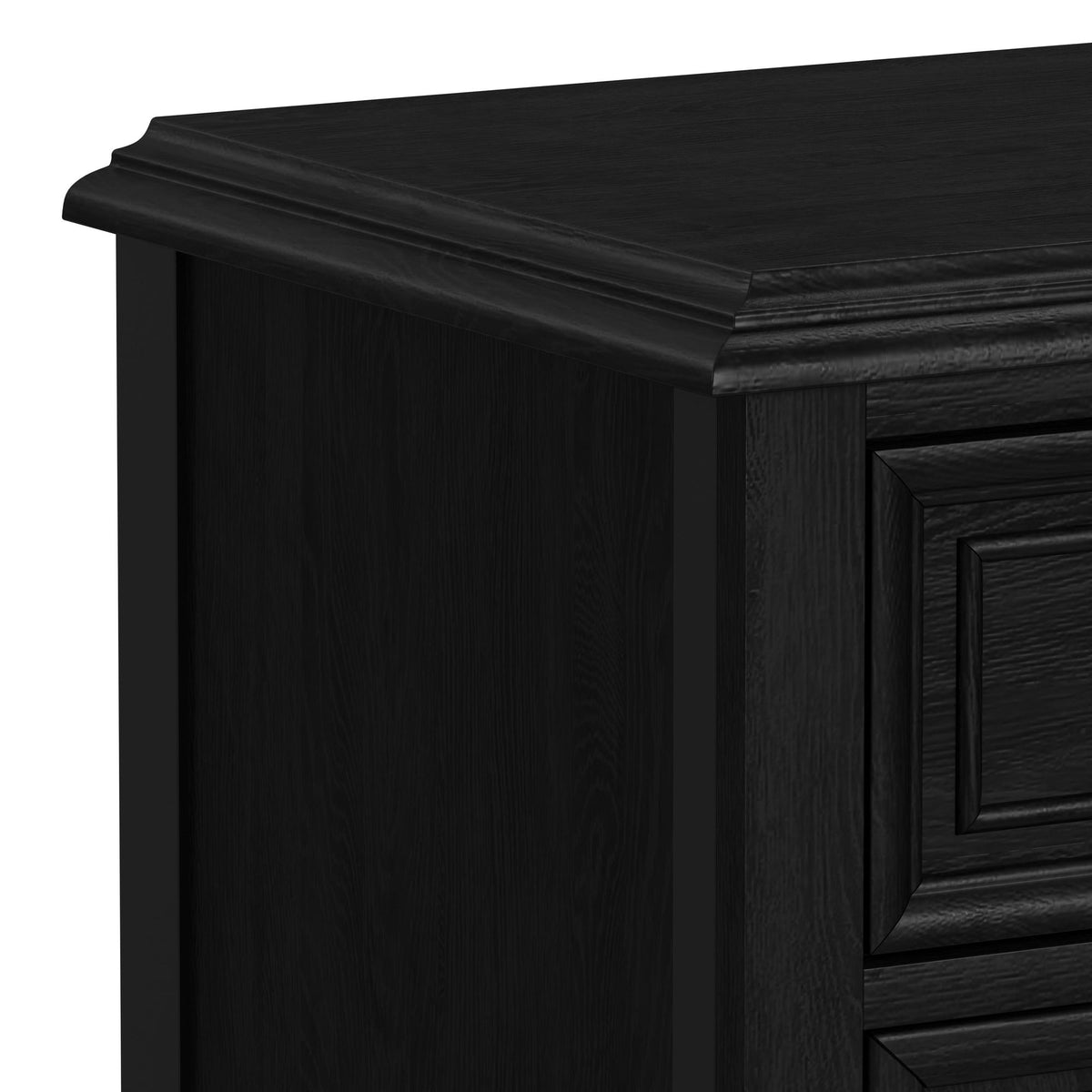 Heritage Black 4-Piece Queen Sleigh Bedroom Set with 2 Nightstands & Chest - Ornate Home
