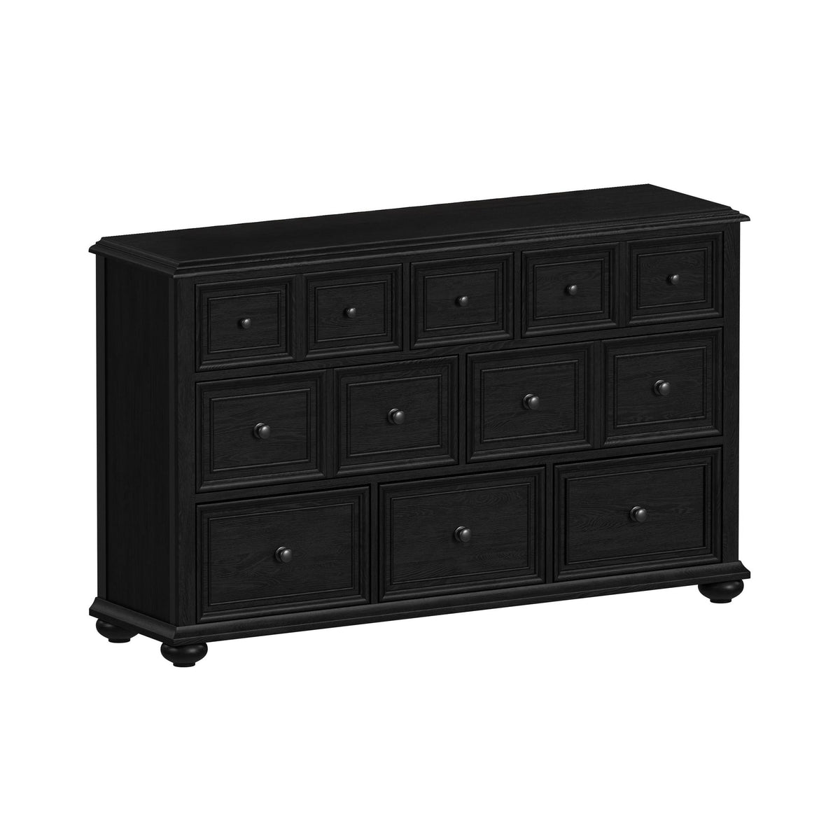 Heritage Black 5-Piece Queen Sleigh Bedroom Set with 2 Nightstands, Dresser & Chest - Ornate Home