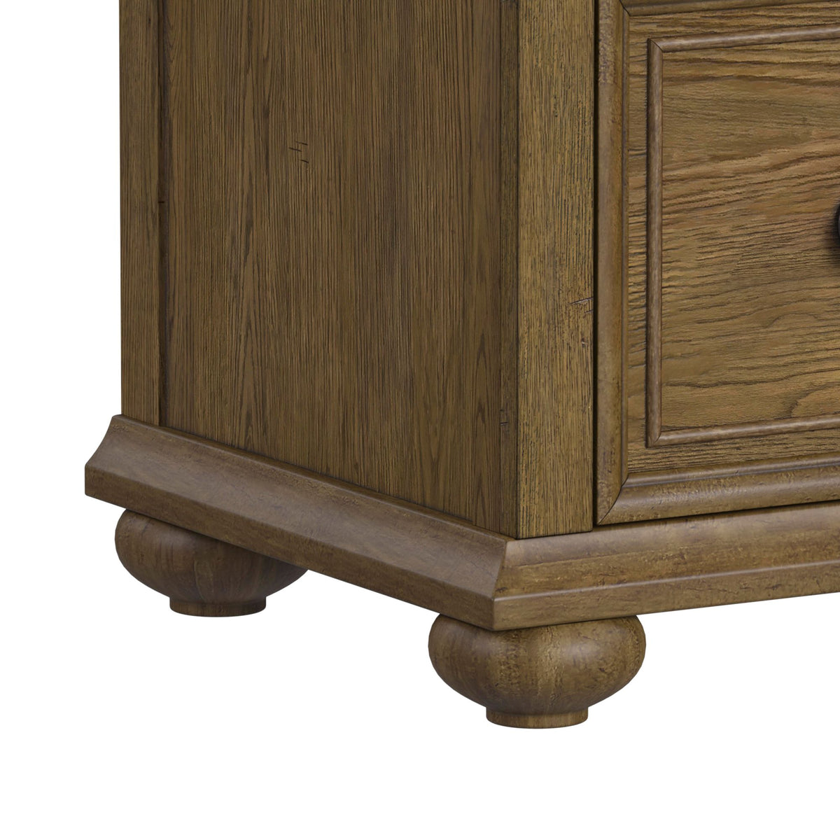 Heritage Oak Brown 3-Piece Queen Sleigh Bedroom Set with 2 Nightstands - Ornate Home