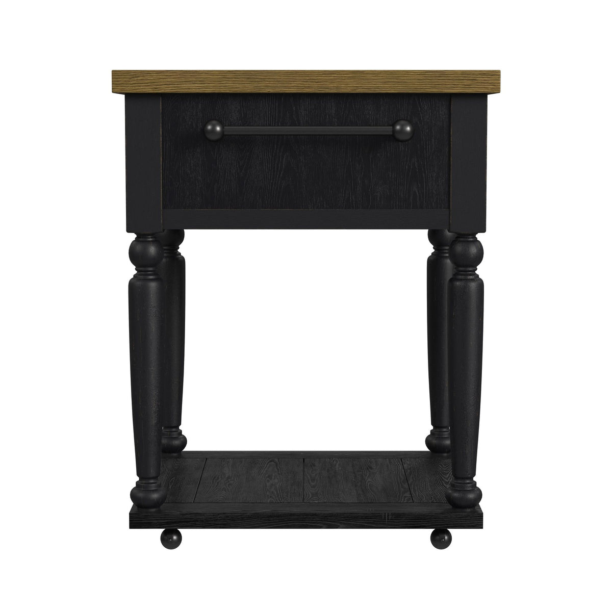 Heritage Oak Brown/Black Chopping Block Island with Casters - Ornate Home