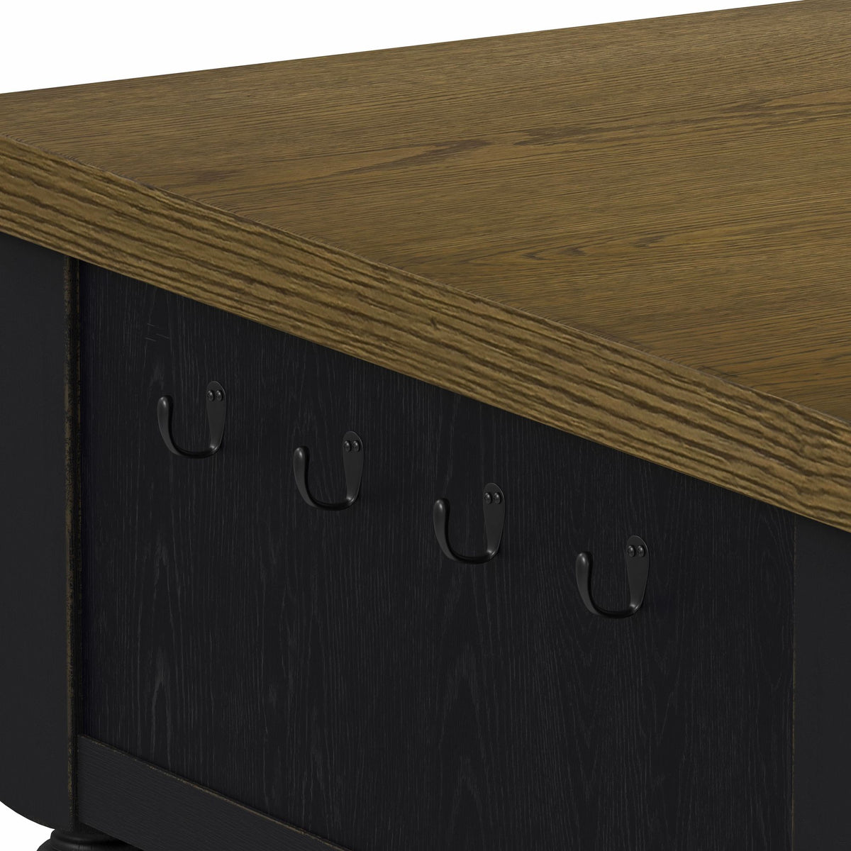 Heritage Oak Brown/Black Chopping Block Island with Casters - Ornate Home