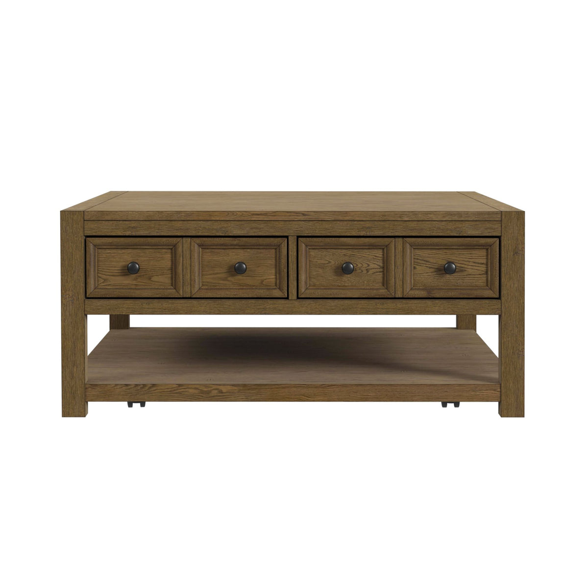 Heritage Oak Brown Square Coffee Table with Casters - Ornate Home
