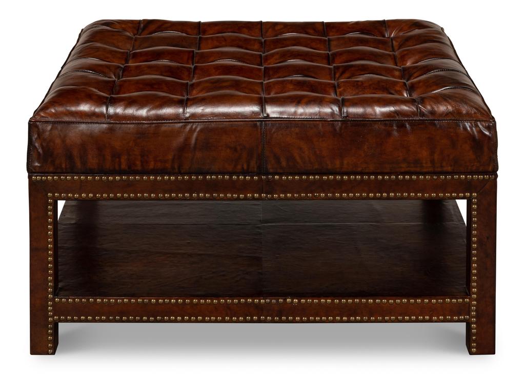 Heritage Upholstery Black Vintage Tufted Ottoman - Ornate Home