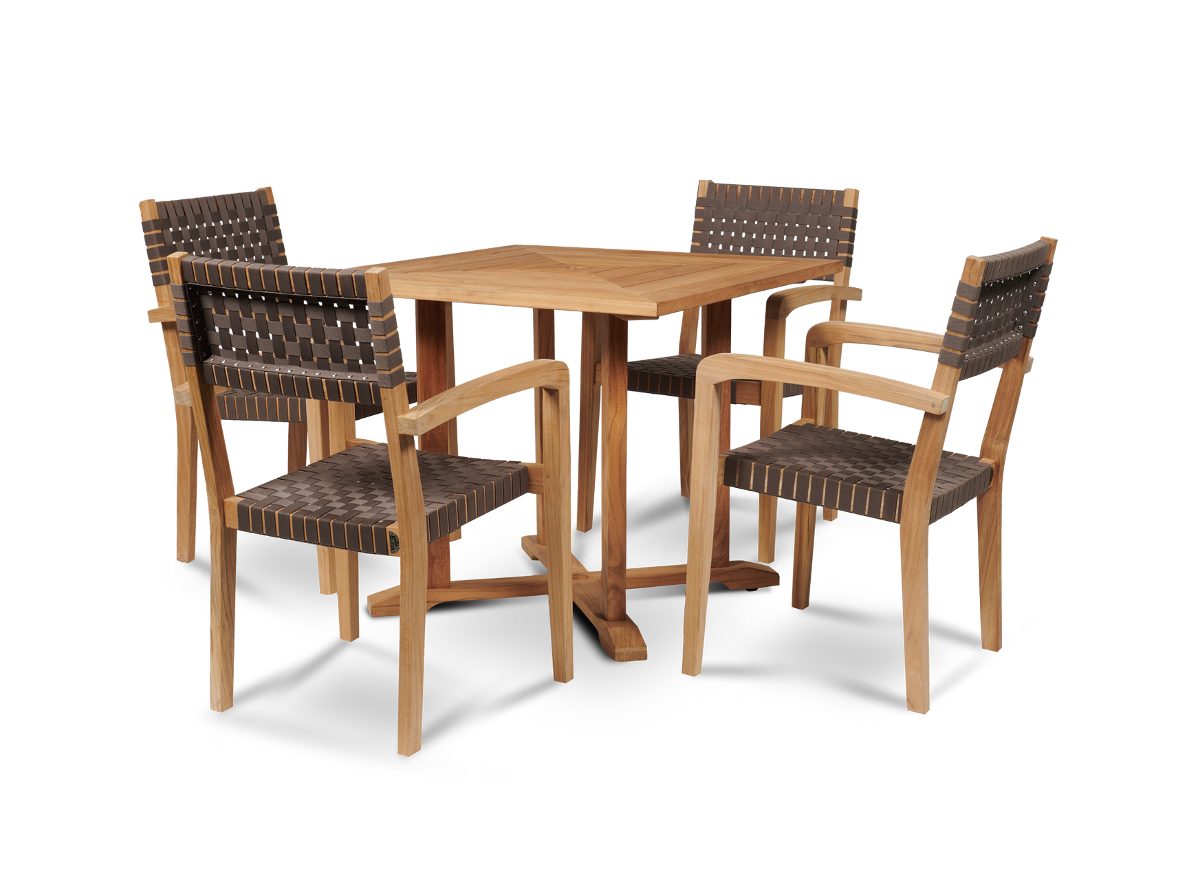 Herning 5-Piece Square Teak Outdoor Dining Set with Stacking Armchairs - Ornate Home